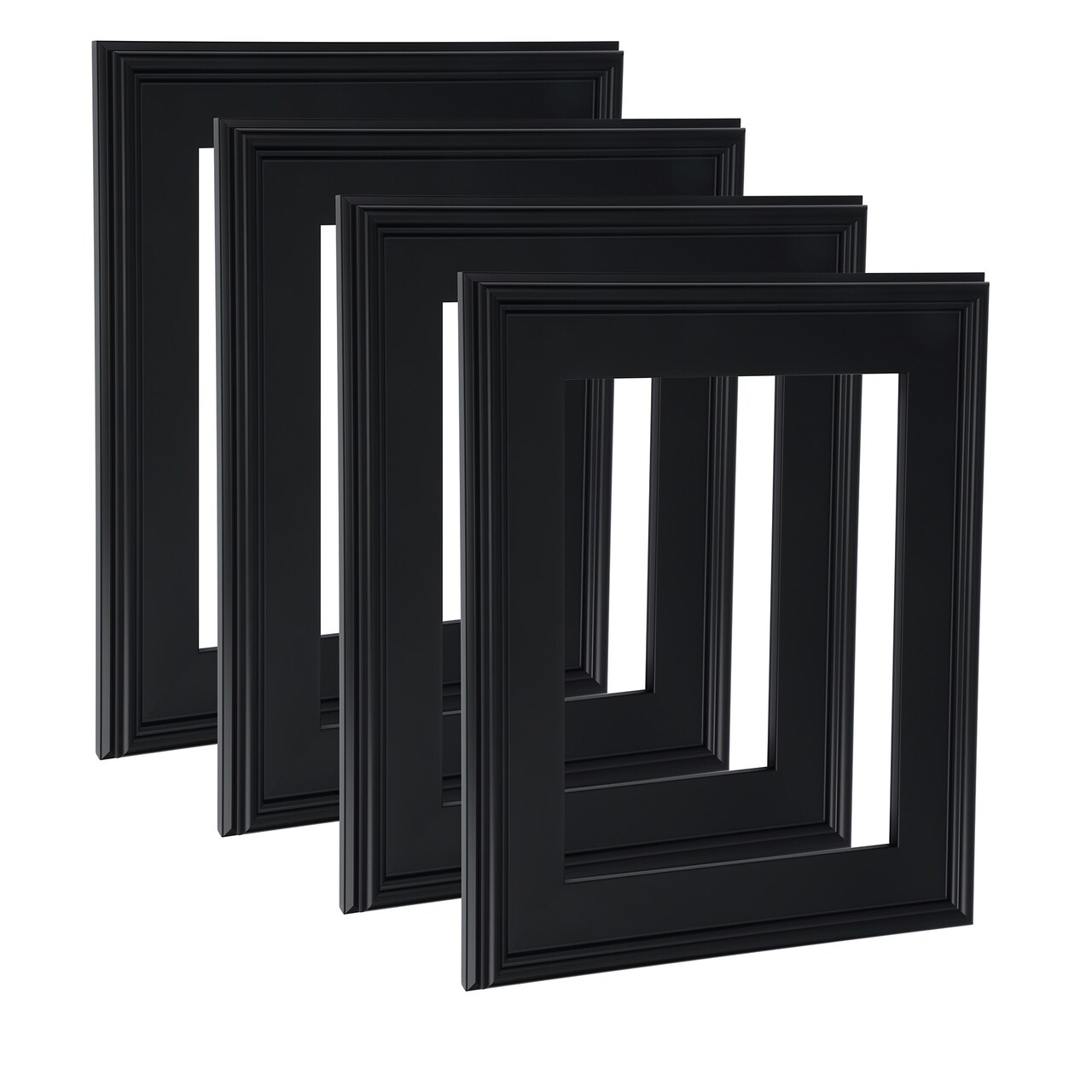 Cardinali Plein Aire Black 10x20" Open Back Frames for Canvas Art- Box of 4, 3" Wide Moulding w/ Raised Edge - No Glass or Backing - 1/2" Rabbet Depth- Timeless Picture Frame for Canvas - Made in USA